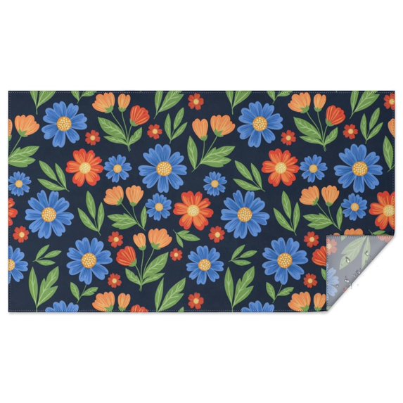 Pioneer Flower Floral Print Pattern Rectangle Tablecloth 60"x102", Waterproof Polyester Table Cloth, Wipeable Spillproof for Dining Camping Indoor Outdoor