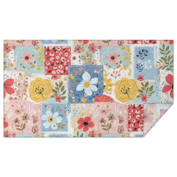 Pioneer Flower Floral Print Pattern Rectangle Tablecloth 60"x102", Waterproof Polyester Table Cloth, Wipeable Spillproof for Dining Camping Indoor Outdoor