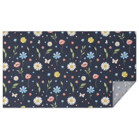 Pioneer Flower Floral Print Pattern Rectangle Tablecloth 60"x102", Waterproof Polyester Table Cloth, Wipeable Spillproof for Dining Camping Indoor Outdoor