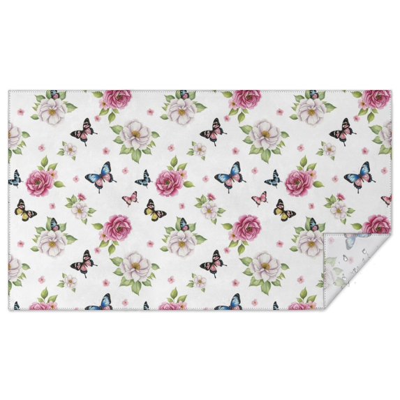 Pioneer Flower Floral Print Pattern Rectangle Tablecloth 60"x102", Waterproof Polyester Table Cloth, Wipeable Spillproof for Dining Camping Indoor Outdoor