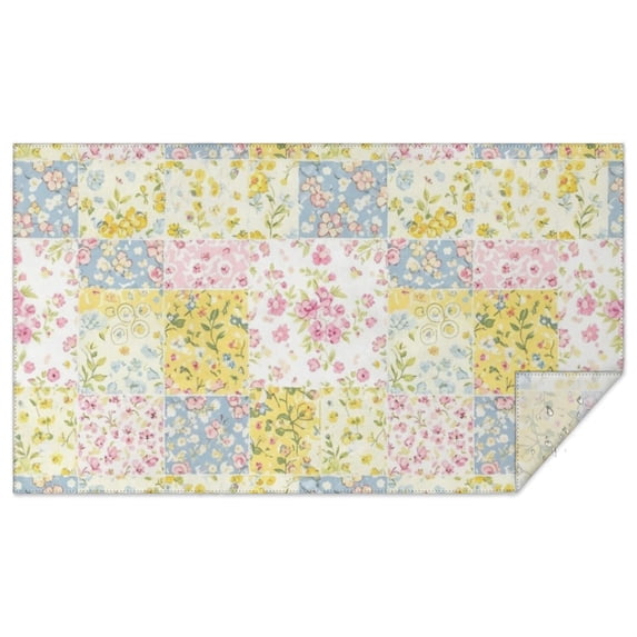 Pioneer Flower Floral Print Pattern Rectangle Tablecloth 60"x102", Waterproof Polyester Table Cloth, Wipeable Spillproof for Dining Camping Indoor Outdoor