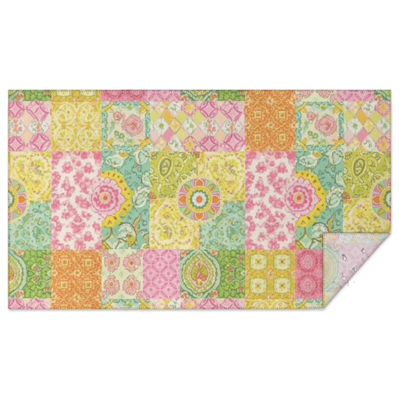 Pioneer Flower Floral Print Pattern Rectangle Tablecloth 60"x102", Waterproof Polyester Table Cloth, Wipeable Spillproof for Dining Camping Indoor Outdoor