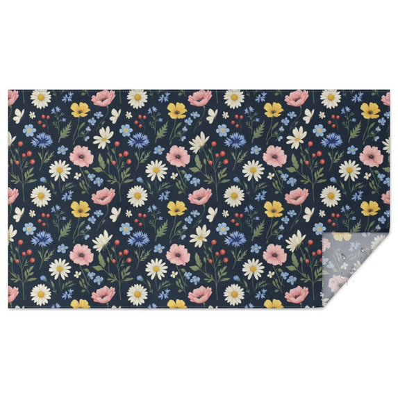 Pioneer Flower Floral Print Pattern Rectangle Tablecloth 60"x102", Waterproof Polyester Table Cloth, Wipeable Spillproof for Dining Camping Indoor Outdoor