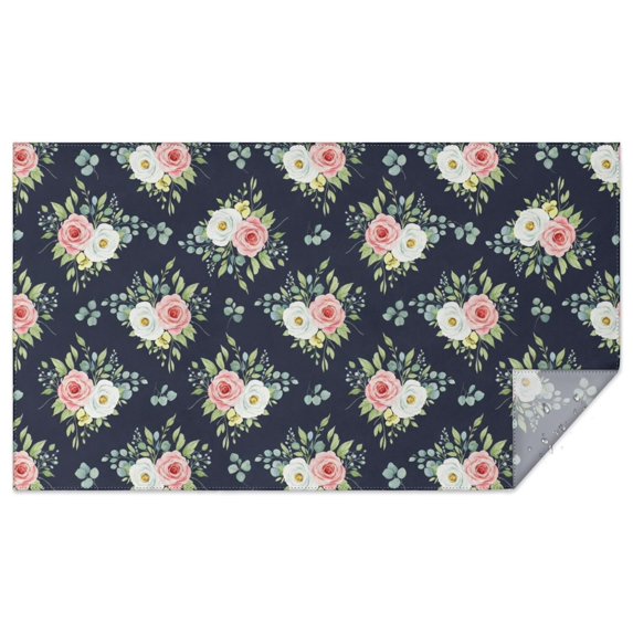 Pioneer Flower Floral Print Pattern Rectangle Tablecloth 60"x102", Waterproof Polyester Table Cloth, Wipeable Spillproof for Dining Camping Indoor Outdoor