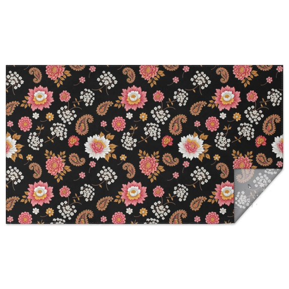 Pioneer Flower Floral Print Pattern Rectangle Tablecloth 60"x102", Waterproof Polyester Table Cloth, Wipeable Spillproof for Dining Camping Indoor Outdoor