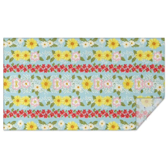 Pioneer Flower Floral Print Pattern Rectangle Tablecloth 60"x102", Waterproof Polyester Table Cloth, Wipeable Spillproof for Dining Camping Indoor Outdoor