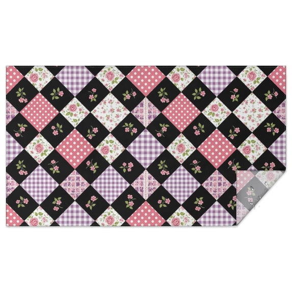 Pioneer Flower Floral Print Pattern Rectangle Tablecloth 60"x102", Waterproof Polyester Table Cloth, Wipeable Spillproof for Dining Camping Indoor Outdoor