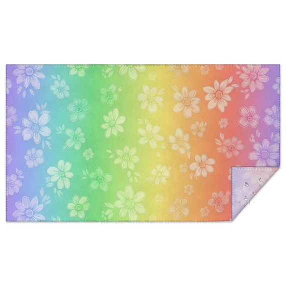 Pioneer Flower Floral Print Pattern Rectangle Tablecloth 60"x102", Waterproof Polyester Table Cloth, Wipeable Spillproof for Dining Camping Indoor Outdoor