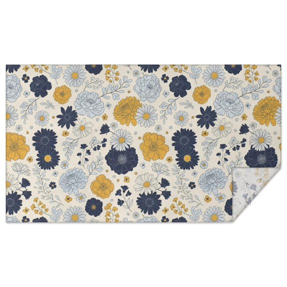 Pioneer Flower Floral Print Pattern Rectangle Tablecloth 60"x102", Waterproof Polyester Table Cloth, Wipeable Spillproof for Dining Camping Indoor Outdoor