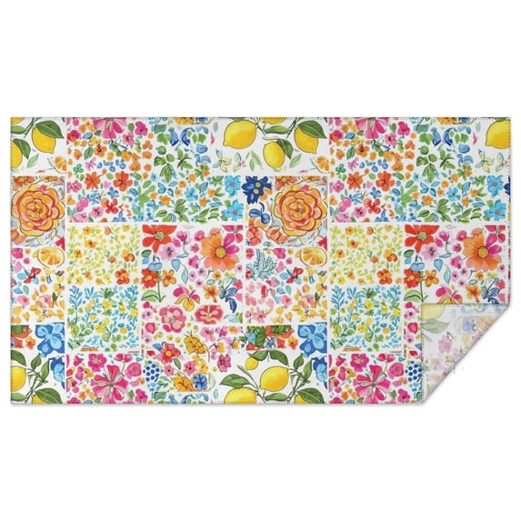 Pioneer Flower Floral Print Pattern Rectangle Tablecloth 60"x102", Waterproof Polyester Table Cloth, Wipeable Spillproof for Dining Camping Indoor Outdoor