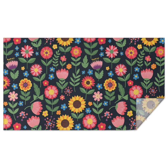 Pioneer Flower Floral Print Pattern Rectangle Tablecloth 60"x102", Waterproof Polyester Table Cloth, Wipeable Spillproof for Dining Camping Indoor Outdoor
