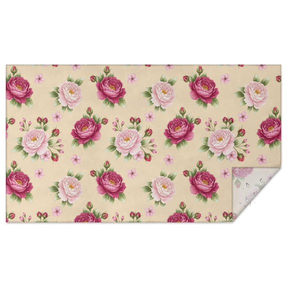 Pioneer Flower Floral Print Pattern Rectangle Tablecloth 60"x102", Waterproof Polyester Table Cloth, Wipeable Spillproof for Dining Camping Indoor Outdoor