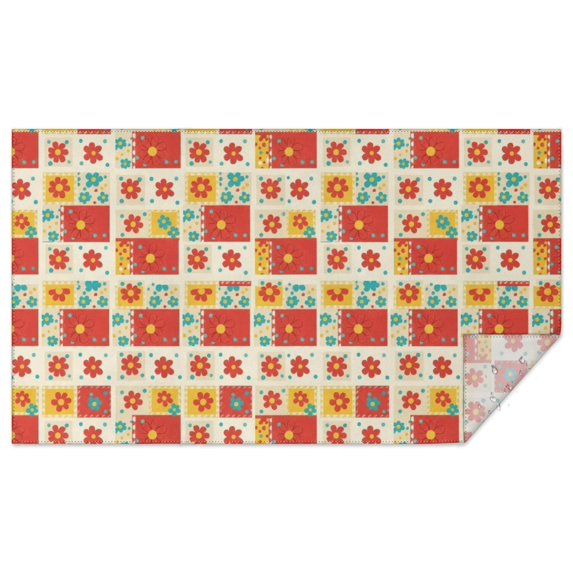 Pioneer Flower Floral Print Pattern Rectangle Tablecloth 60"x102", Waterproof Polyester Table Cloth, Wipeable Spillproof for Dining Camping Indoor Outdoor