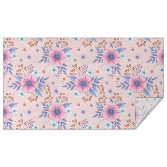 Pioneer Flower Floral Print Pattern Rectangle Tablecloth 60"x102", Waterproof Polyester Table Cloth, Wipeable Spillproof for Dining Camping Indoor Outdoor