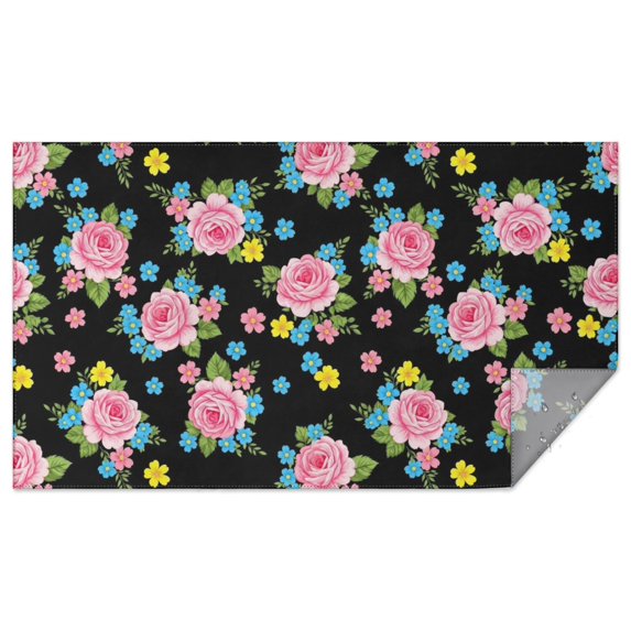 Pioneer Flower Floral Print Pattern Rectangle Tablecloth 60"x102", Waterproof Polyester Table Cloth, Wipeable Spillproof for Dining Camping Indoor Outdoor
