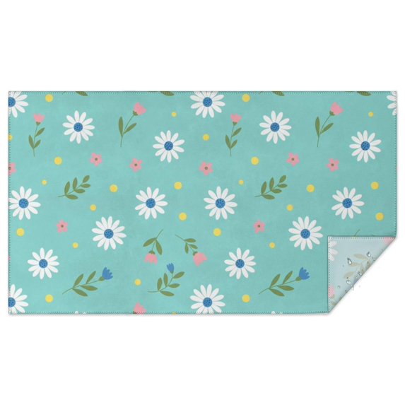 Pioneer Flower Floral Print Pattern Rectangle Tablecloth 60"x102", Waterproof Polyester Table Cloth, Wipeable Spillproof for Dining Camping Indoor Outdoor