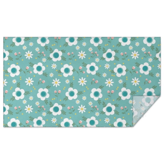 Pioneer Flower Floral Print Pattern Rectangle Tablecloth 60"x102", Waterproof Polyester Table Cloth, Wipeable Spillproof for Dining Camping Indoor Outdoor
