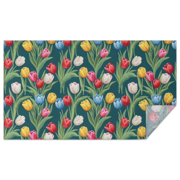 Pioneer Flower Floral Print Pattern Rectangle Tablecloth 60"x102", Waterproof Polyester Table Cloth, Wipeable Spillproof for Dining Camping Indoor Outdoor