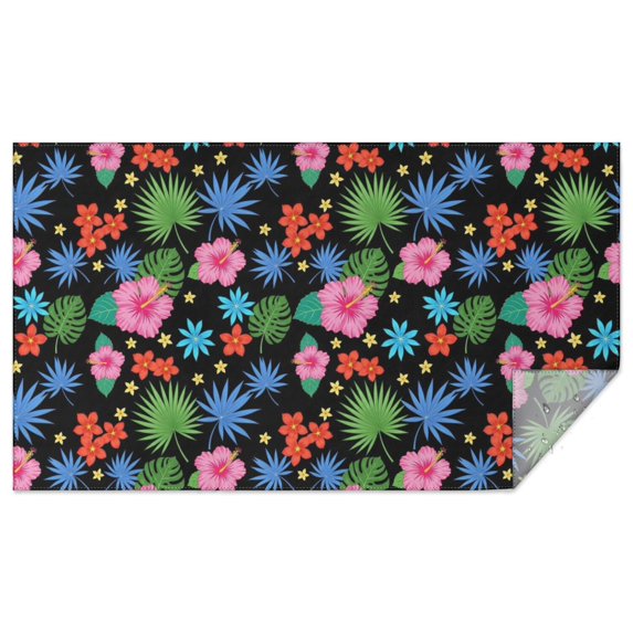 Pioneer Flower Floral Print Pattern Rectangle Tablecloth 60"x102", Waterproof Polyester Table Cloth, Wipeable Spillproof for Dining Camping Indoor Outdoor