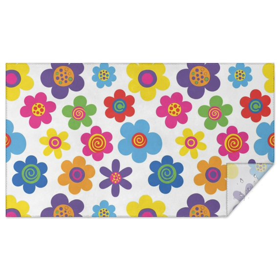Pioneer Flower Floral Print Pattern Rectangle Tablecloth 60"x102", Waterproof Polyester Table Cloth, Wipeable Spillproof for Dining Camping Indoor Outdoor