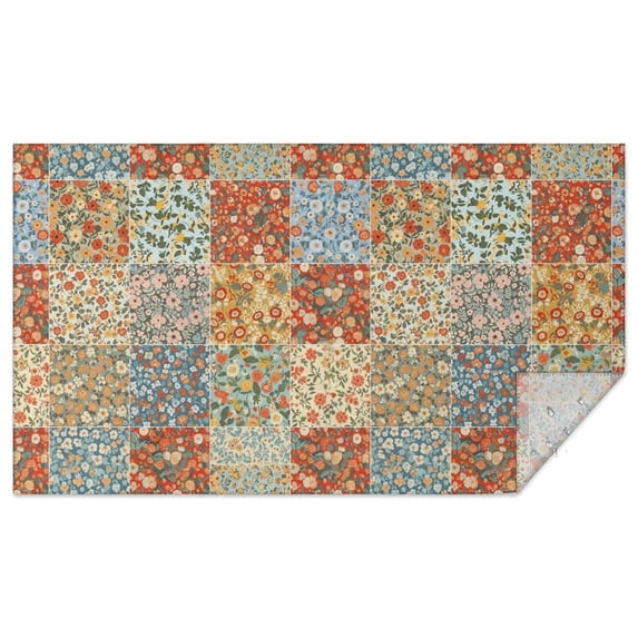 Pioneer Flower Floral Print Pattern Rectangle Tablecloth 60"x102", Waterproof Polyester Wipeable Spillproof Table Cover for Dining Camping Indoor and Outdoor Use