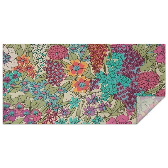 Pioneer Flower Floral Print Pattern Rectangle Tablecloth 60"x120",Waterproof Polyester Rectangle Table Cloth, Wipeable Spillproof Polyester Tablecloth for Dining, Camping, Indoor and Outdoor