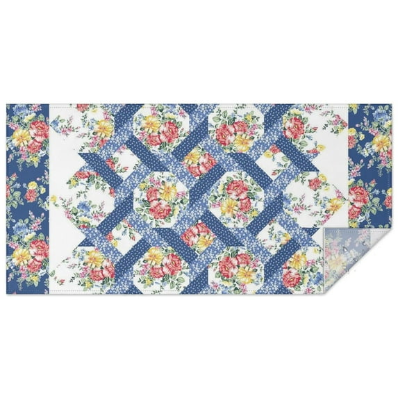 Pioneer Flower Floral Print Pattern Rectangle Tablecloth 60"x120",Waterproof Polyester Rectangle Table Cloth, Wipeable Spillproof Polyester Tablecloth for Dining, Camping, Indoor and Outdoor