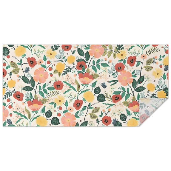 Pioneer Flower Floral Print Pattern Rectangle Tablecloth 60"x120",Waterproof Polyester Rectangle Table Cloth, Wipeable Spillproof Polyester Tablecloth for Dining, Camping, Indoor and Outdoor