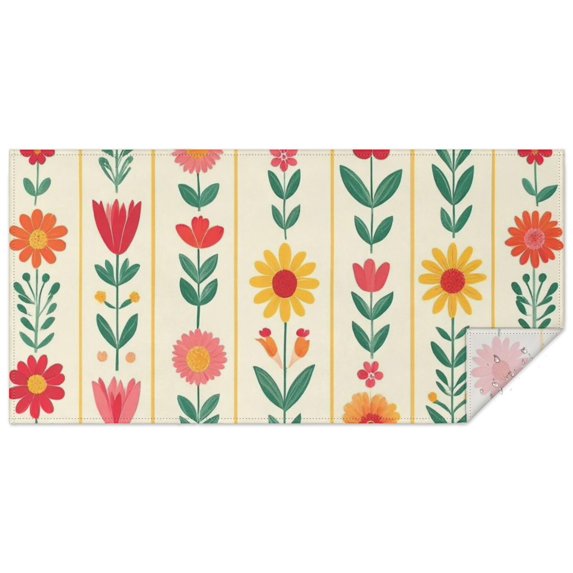 Pioneer Flower Floral Print Pattern Rectangle Tablecloth 60"x120",Waterproof Polyester Rectangle Table Cloth, Wipeable Spillproof Polyester Tablecloth for Dining, Camping, Indoor and Outdoor