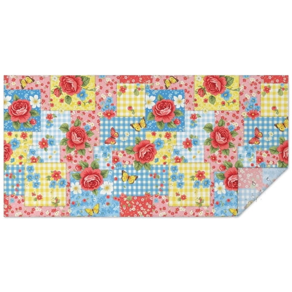 Pioneer Flower Floral Print Pattern Rectangle Tablecloth 60"x120", Waterproof Polyester Table Cloth, Wipeable Spillproof for Dining Camping Indoor Outdoor