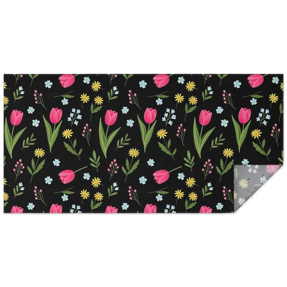 Pioneer Flower Floral Print Pattern Rectangle Tablecloth 60"x120", Waterproof Polyester Table Cloth, Wipeable Spillproof for Dining Camping Indoor Outdoor
