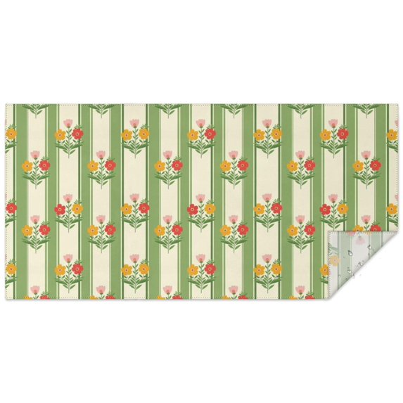 Pioneer Flower Floral Print Pattern Rectangle Tablecloth 60"x120", Waterproof Polyester Table Cloth, Wipeable Spillproof for Dining Camping Indoor Outdoor