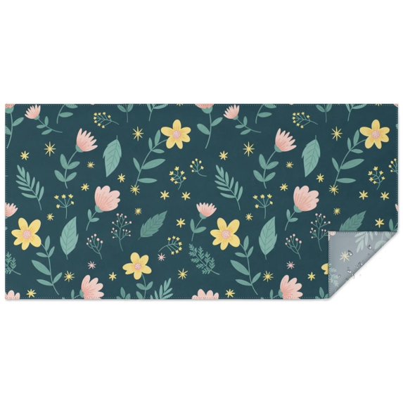 Pioneer Flower Floral Print Pattern Rectangle Tablecloth 60"x120", Waterproof Polyester Table Cloth, Wipeable Spillproof for Dining Camping Indoor Outdoor
