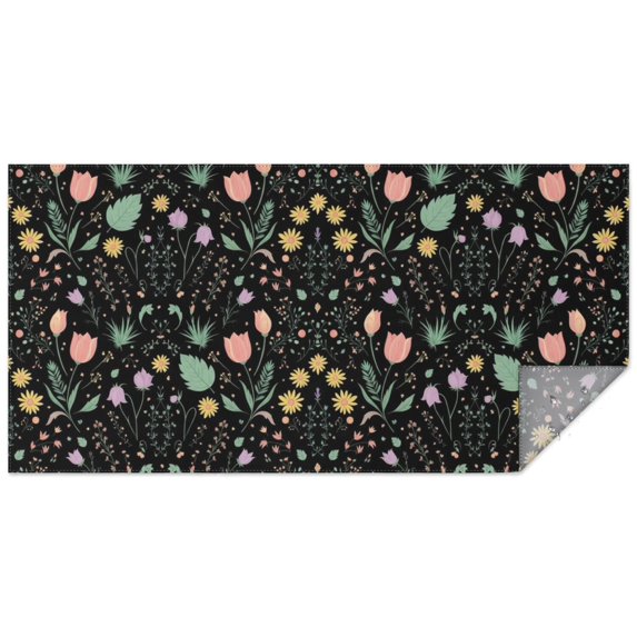 Pioneer Flower Floral Print Pattern Rectangle Tablecloth 60"x120", Waterproof Polyester Table Cloth, Wipeable Spillproof for Dining Camping Indoor Outdoor