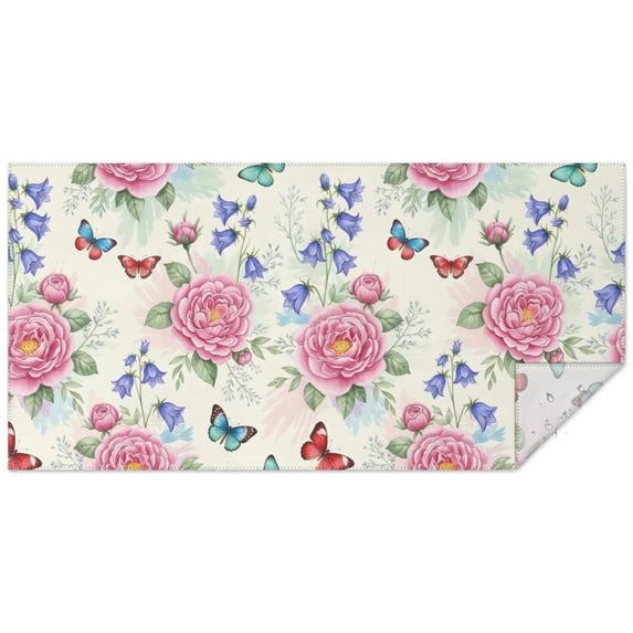 Pioneer Flower Floral Print Pattern Rectangle Tablecloth 60"x120", Waterproof Polyester Table Cloth, Wipeable Spillproof for Dining Camping Indoor Outdoor
