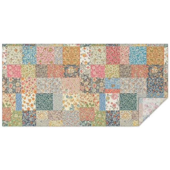 Pioneer Flower Floral Print Pattern Rectangle Tablecloth 60"x120", Waterproof Polyester Table Cloth, Wipeable Spillproof for Dining Camping Indoor Outdoor