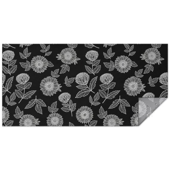 Pioneer Flower Floral Print Pattern Rectangle Tablecloth 60"x120", Waterproof Polyester Table Cloth, Wipeable Spillproof for Dining Camping Indoor Outdoor