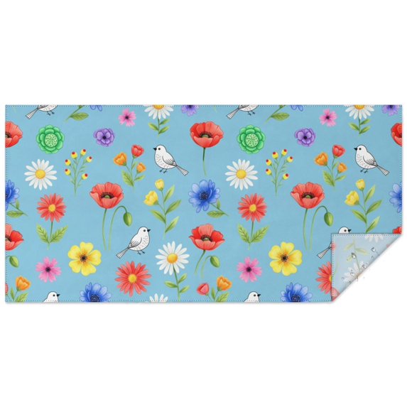Pioneer Flower Floral Print Pattern Rectangle Tablecloth 60"x120", Waterproof Polyester Table Cloth, Wipeable Spillproof for Dining Camping Indoor Outdoor