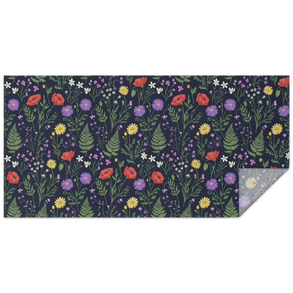 Pioneer Flower Floral Print Pattern Rectangle Tablecloth 60"x120", Waterproof Polyester Table Cloth, Wipeable Spillproof for Dining Camping Indoor Outdoor