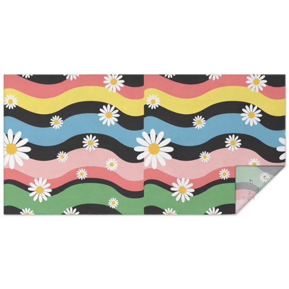 Pioneer Flower Floral Print Pattern Rectangle Tablecloth 60"x120", Waterproof Polyester Table Cloth, Wipeable Spillproof for Dining Camping Indoor Outdoor