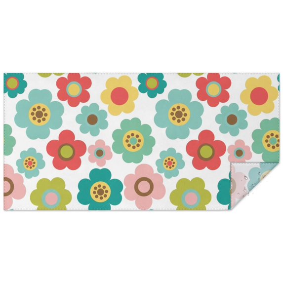 Pioneer Flower Floral Print Pattern Rectangle Tablecloth 60"x120", Waterproof Polyester Table Cloth, Wipeable Spillproof for Dining Camping Indoor Outdoor