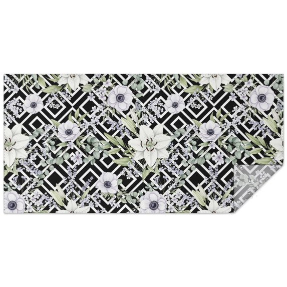 Pioneer Flower Floral Print Pattern Rectangle Tablecloth 60"x120", Waterproof Polyester Table Cloth, Wipeable Spillproof for Dining Camping Indoor Outdoor