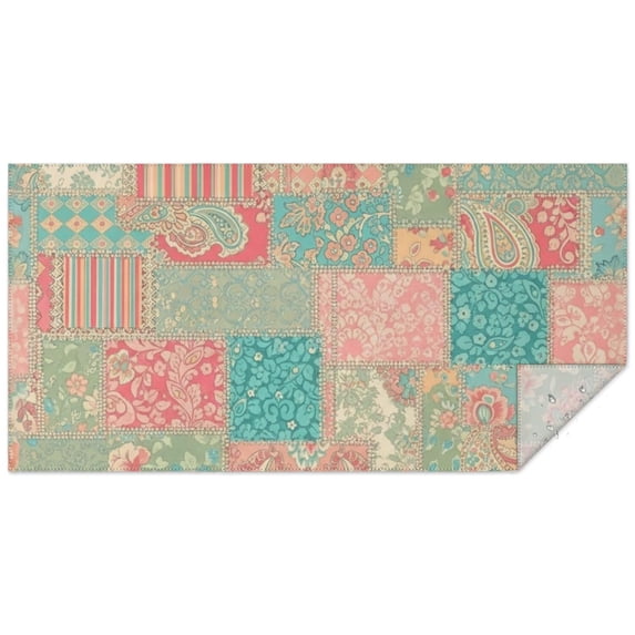 Pioneer Flower Floral Print Pattern Rectangle Tablecloth 60"x120", Waterproof Polyester Table Cloth, Wipeable Spillproof for Dining Camping Indoor Outdoor