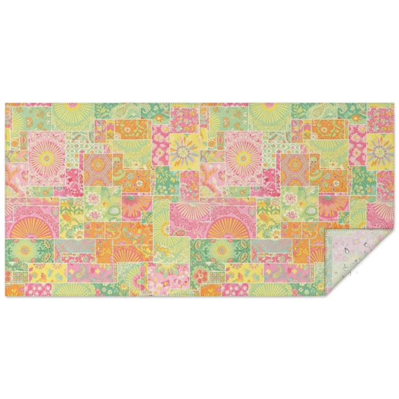 Pioneer Flower Floral Print Pattern Rectangle Tablecloth 60"x120", Waterproof Polyester Table Cloth, Wipeable Spillproof for Dining Camping Indoor Outdoor