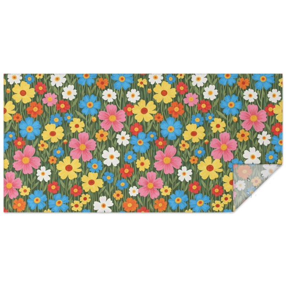 Pioneer Flower Floral Print Pattern Rectangle Tablecloth 60"x120", Waterproof Polyester Table Cloth, Wipeable Spillproof for Dining Camping Indoor Outdoor