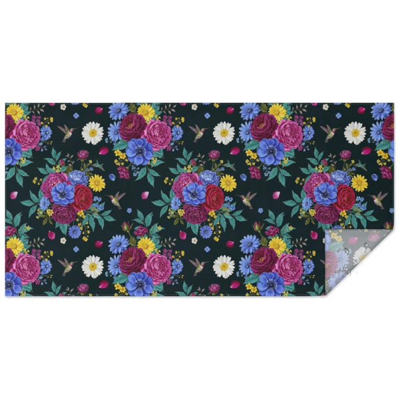 Pioneer Flower Floral Print Pattern Rectangle Tablecloth 60"x120", Waterproof Polyester Table Cloth, Wipeable Spillproof for Dining Camping Indoor Outdoor