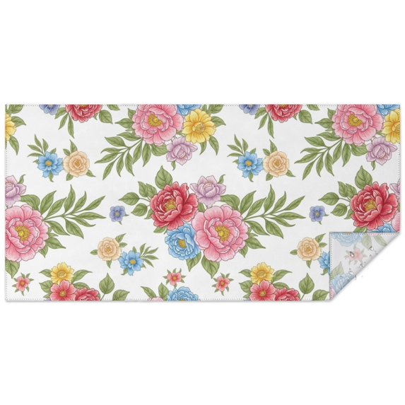 Pioneer Flower Floral Print Pattern Rectangle Tablecloth 60"x120", Waterproof Polyester Table Cloth, Wipeable Spillproof for Dining Camping Indoor Outdoor