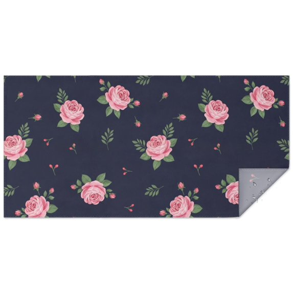 Pioneer Flower Floral Print Pattern Rectangle Tablecloth 60"x120", Waterproof Polyester Table Cloth, Wipeable Spillproof for Dining Camping Indoor Outdoor