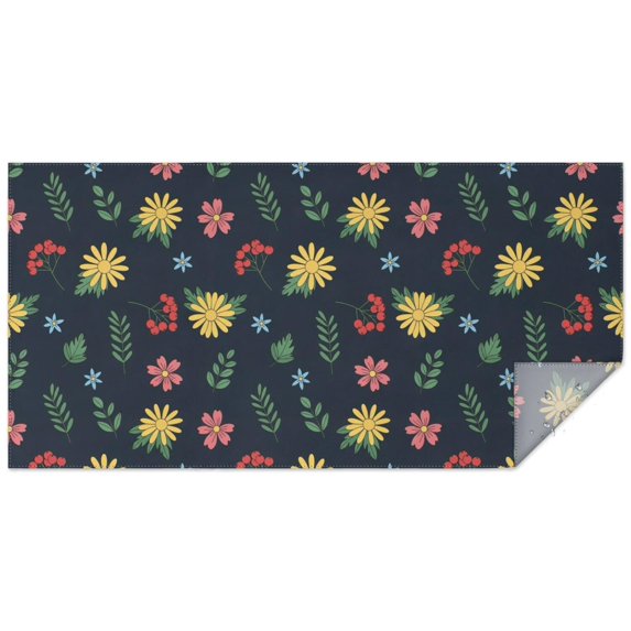 Pioneer Flower Floral Print Pattern Rectangle Tablecloth 60"x120", Waterproof Polyester Table Cloth, Wipeable Spillproof for Dining Camping Indoor Outdoor