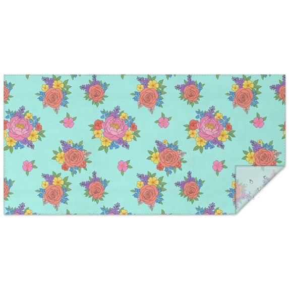 Pioneer Flower Floral Print Pattern Rectangle Tablecloth 60"x120", Waterproof Polyester Table Cloth, Wipeable Spillproof for Dining Camping Indoor Outdoor